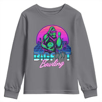 Funny Bigfoot Bowling Vaporwave Gift Youth Sweatshirt - Wonder Print Shop