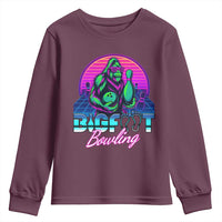 Funny Bigfoot Bowling Vaporwave Gift Youth Sweatshirt - Wonder Print Shop