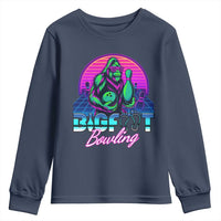 Funny Bigfoot Bowling Vaporwave Gift Youth Sweatshirt - Wonder Print Shop