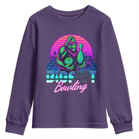 Funny Bigfoot Bowling Vaporwave Gift Youth Sweatshirt - Wonder Print Shop