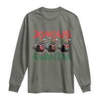 Joyous Kwanzaa Long Sleeve Shirt Funny Cats With Kinara And Presents Cultural Pride Gift - Wonder Print Shop