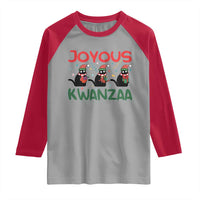 Joyous Kwanzaa Raglan Shirt Funny Cats With Kinara And Presents Cultural Pride Gift - Wonder Print Shop