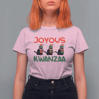 Joyous Kwanzaa T Shirt For Women Funny Cats With Kinara And Presents Cultural Pride Gift - Wonder Print Shop