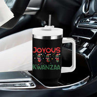 Joyous Kwanzaa Tumbler With Handle Funny Cats With Kinara And Presents Cultural Pride Gift - Wonder Print Shop
