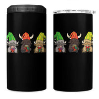 Funny Highland Cow With Kinara And Presents Cultural Pride Gift 4 in 1 Can Cooler Tumbler - Wonder Print Shop