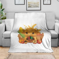Cute Highland Cow With Kwanzaa Kinara And Presents Throw Blanket African Heritage Gift - Wonder Print Shop