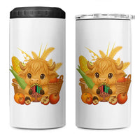 Cute Highland Cow With Kwanzaa Kinara And Presents 4 in 1 Can Cooler Tumbler African Heritage Gift - Wonder Print Shop