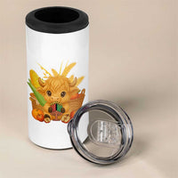 Cute Highland Cow With Kwanzaa Kinara And Presents 4 in 1 Can Cooler Tumbler African Heritage Gift - Wonder Print Shop