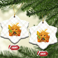 Cute Highland Cow With Kwanzaa Kinara And Presents Ceramic Ornament African Heritage Gift - Wonder Print Shop