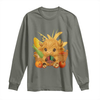 Cute Highland Cow With Kwanzaa Kinara And Presents Long Sleeve Shirt African Heritage Gift - Wonder Print Shop