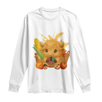 Cute Highland Cow With Kwanzaa Kinara And Presents Long Sleeve Shirt African Heritage Gift - Wonder Print Shop
