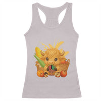 Cute Highland Cow With Kwanzaa Kinara And Presents Racerback Tank Top African Heritage Gift - Wonder Print Shop