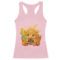 Cute Highland Cow With Kwanzaa Kinara And Presents Racerback Tank Top African Heritage Gift - Wonder Print Shop