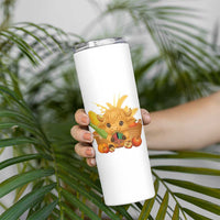 Cute Highland Cow With Kwanzaa Kinara And Presents Skinny Tumbler African Heritage Gift - Wonder Print Shop