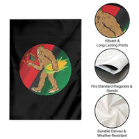 African American Holiday Gift Garden Flag Retro Sunset Bigfoot With Kwanzaa Candle - Wonder Print Shop
