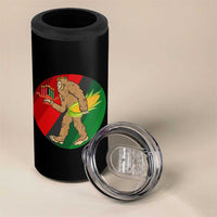 African American Holiday Gift 4 in 1 Can Cooler Tumbler Retro Sunset Bigfoot With Kwanzaa Candle - Wonder Print Shop