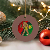 African American Holiday Gift Ceramic Ornament Retro Sunset Bigfoot With Kwanzaa Candle - Wonder Print Shop