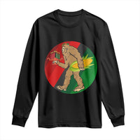 African American Holiday Gift Long Sleeve Shirt Retro Sunset Bigfoot With Kwanzaa Candle - Wonder Print Shop