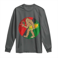 African American Holiday Gift Long Sleeve Shirt Retro Sunset Bigfoot With Kwanzaa Candle - Wonder Print Shop