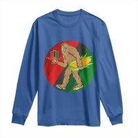 African American Holiday Gift Long Sleeve Shirt Retro Sunset Bigfoot With Kwanzaa Candle - Wonder Print Shop