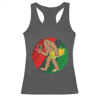 African American Holiday Gift Racerback Tank Top Retro Sunset Bigfoot With Kwanzaa Candle - Wonder Print Shop