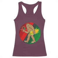 African American Holiday Gift Racerback Tank Top Retro Sunset Bigfoot With Kwanzaa Candle - Wonder Print Shop