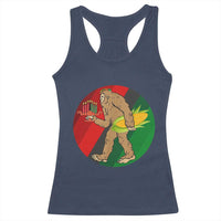 African American Holiday Gift Racerback Tank Top Retro Sunset Bigfoot With Kwanzaa Candle - Wonder Print Shop