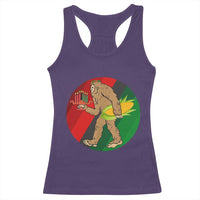 African American Holiday Gift Racerback Tank Top Retro Sunset Bigfoot With Kwanzaa Candle - Wonder Print Shop