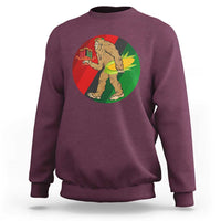 African American Holiday Gift Sweatshirt Retro Sunset Bigfoot With Kwanzaa Candle - Wonder Print Shop