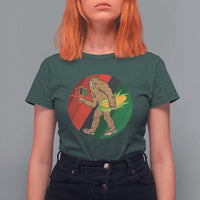 African American Holiday Gift T Shirt For Women Retro Sunset Bigfoot With Kwanzaa Candle - Wonder Print Shop