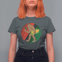African American Holiday Gift T Shirt For Women Retro Sunset Bigfoot With Kwanzaa Candle - Wonder Print Shop