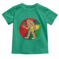 African American Holiday Gift Toddler T Shirt Retro Sunset Bigfoot With Kwanzaa Candle - Wonder Print Shop