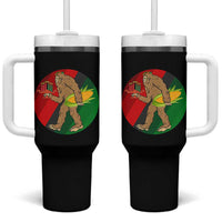 African American Holiday Gift Tumbler With Handle Retro Sunset Bigfoot With Kwanzaa Candle - Wonder Print Shop