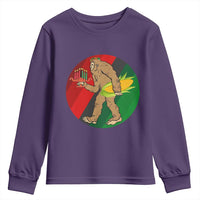 African American Holiday Gift Youth Sweatshirt Retro Sunset Bigfoot With Kwanzaa Candle - Wonder Print Shop