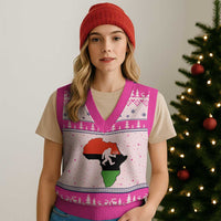 Funny Kwanzaa Bigfoot Lover V-Neck Knit Sweater Vest Festival Of Lights African Heritage Gift - Wonder Print Shop