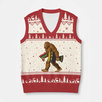 Funny Kwanzaa Bigfoot Lover V-Neck Knit Sweater Vest African American Holiday Gift - Wonder Print Shop