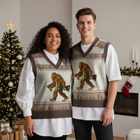 Funny Kwanzaa Bigfoot Lover V-Neck Knit Sweater Vest African American Holiday Gift - Wonder Print Shop