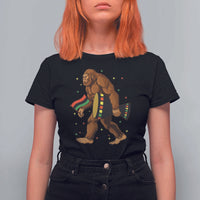 Funny Kwanzaa Bigfoot Lover T Shirt For Women African American Holiday Gift - Wonder Print Shop