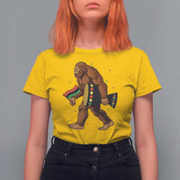Funny Kwanzaa Bigfoot Lover T Shirt For Women African American Holiday Gift - Wonder Print Shop