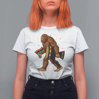 Funny Kwanzaa Bigfoot Lover T Shirt For Women African American Holiday Gift - Wonder Print Shop