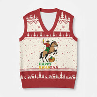 Happy Kwanzaa Cowboy V-Neck Knit Sweater Vest Funny African Holiday Gift - Wonder Print Shop