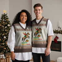 Happy Kwanzaa Cowboy V-Neck Knit Sweater Vest Funny African Holiday Gift - Wonder Print Shop