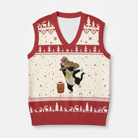 Funny Kwanzaa Cowcat Dance V-Neck Knit Sweater Vest Festival Of Lights African Heritage Gift - Wonder Print Shop