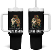 Christmas Lights And Equal Rights Tumbler With Handle Diversity Xmas Gift - Wonder Print Shop