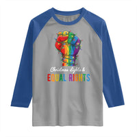 Christmas Lights Equal Rights Raglan Shirt LGBT Hands Supporter Gift - Wonder Print Shop