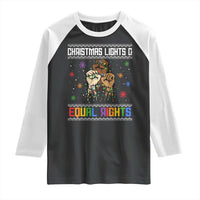 Christmas Lights And Equal Rights Ugly Sweater Raglan Shirt Xmas Activism Gift - Wonder Print Shop