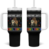 Christmas Lights And Equal Rights Ugly Sweater Tumbler With Handle Xmas Activism Gift - Wonder Print Shop