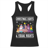 Xmas Lights Equal Rights Ugly Sweater Activism Gift Racerback Tank Top - Wonder Print Shop