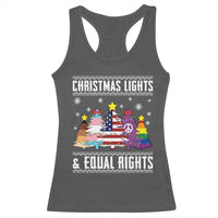 Xmas Lights Equal Rights Ugly Sweater Activism Gift Racerback Tank Top - Wonder Print Shop