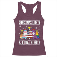 Xmas Lights Equal Rights Ugly Sweater Activism Gift Racerback Tank Top - Wonder Print Shop